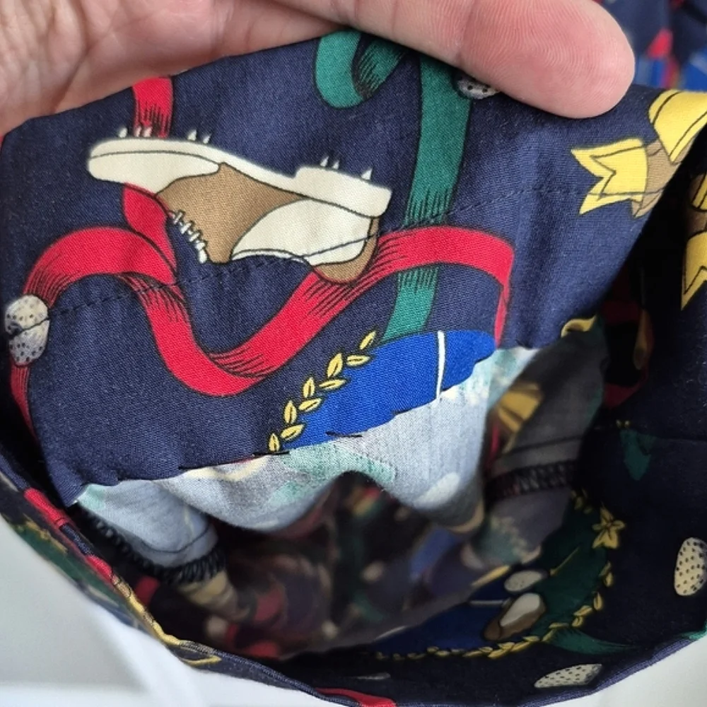 Vintage Talbots Fun Golf‎ Print Pants Navy Blue Cropped Rayon Women's Small